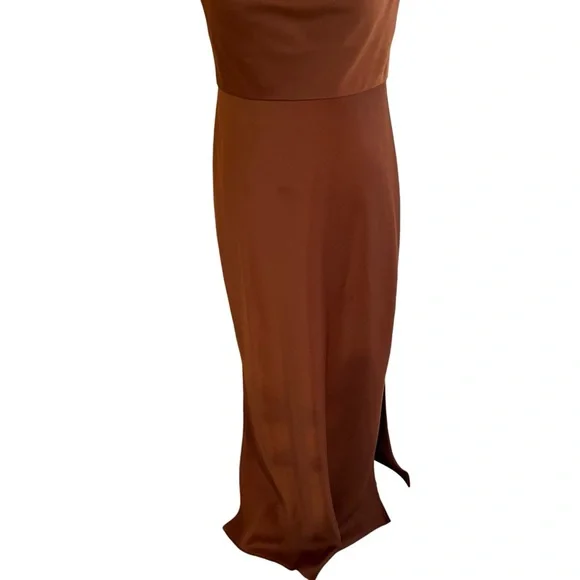 Anthropologie Sachin & Babi Copper Satin Charmeuse "Cali" Cowl Neck Slip Dress - Picture 7 of 13